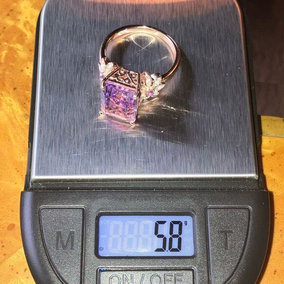 Natural Rose De France Amethyst Sterling Silver Cocktail Ring Size 10 - Picture 9 of 9